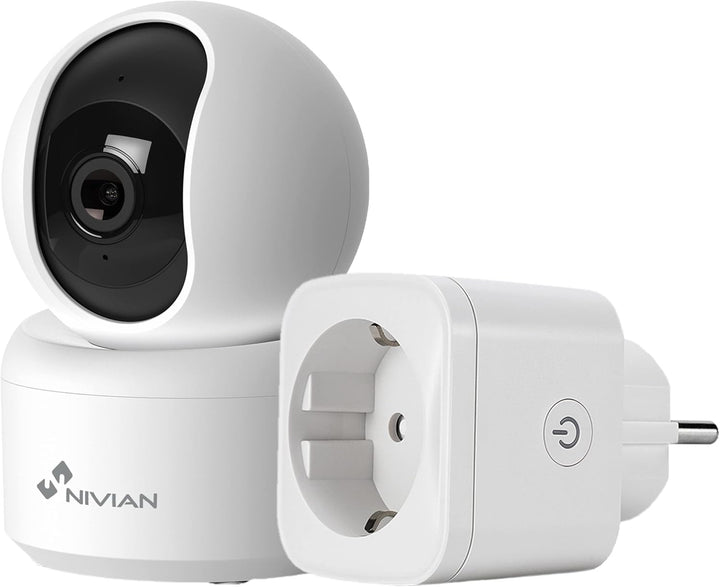 NIVIAN 360° WiFi Dome Überwachungskamera Stecker, 2K-Audio, bidirektionale Erkennung, Auto-Tracking,