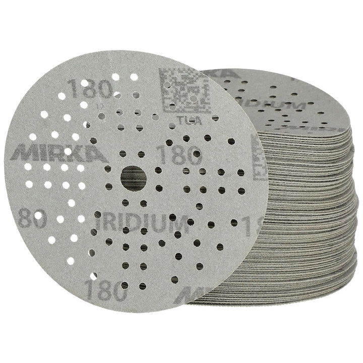 Mirka Iridium Premium-Schleifpapier Ø 125mm Klett 89-Loch, Korn 180, 100 Stk / Zum Schleifen von Lac