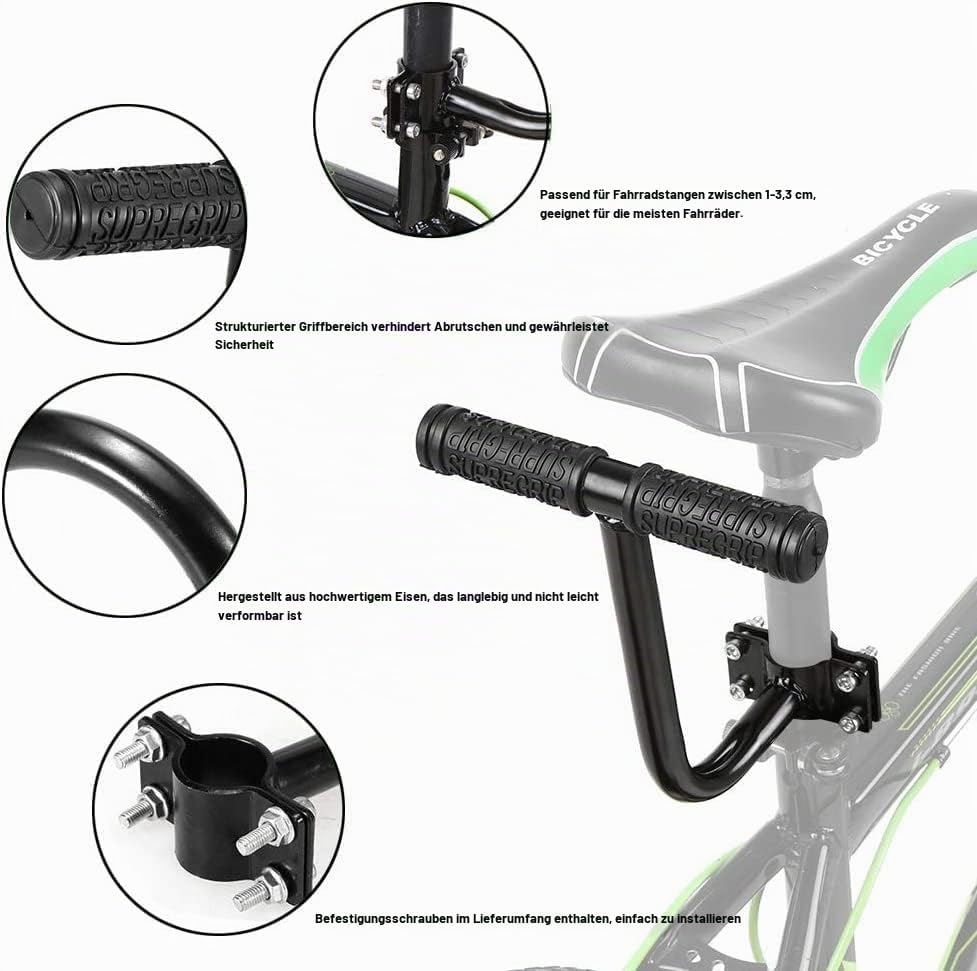 auvstar Kinder Sicherheits Fahrrad Rücksitz Zubehörsatz, Hinteres Sitzkissen Armlehne Fussstütze Set