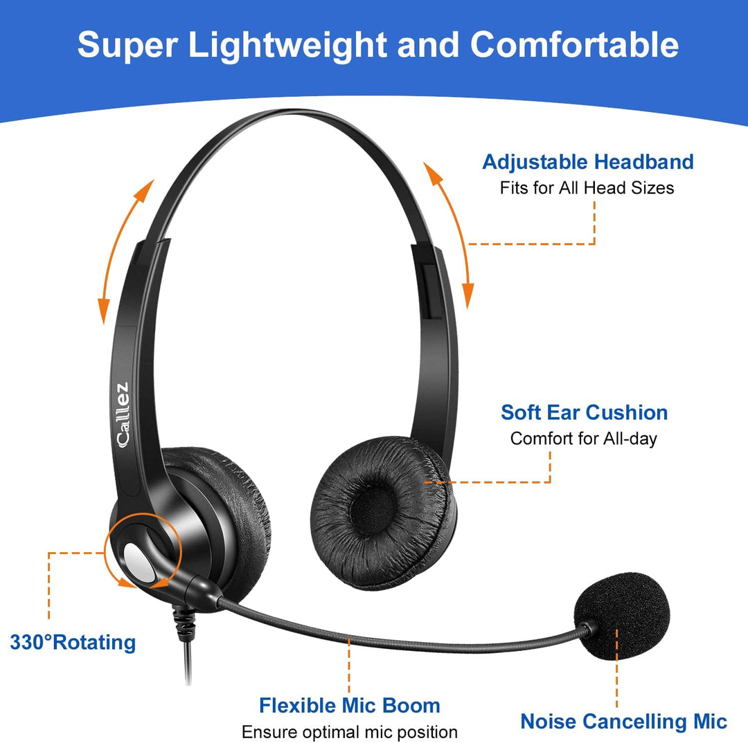 RJ45 Telefon Headset mit Mikrofon Noise Cancelling &amp; Quick Disconnect Kabel, Festnetztelefon Kopfhör