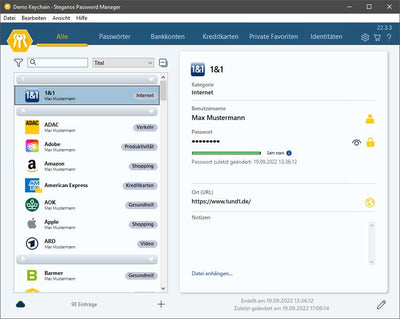 Steganos Passwörter sichern mit dem Passwort Manager | Passwörter verwalten | Passwort Safe | 1 Jahr
