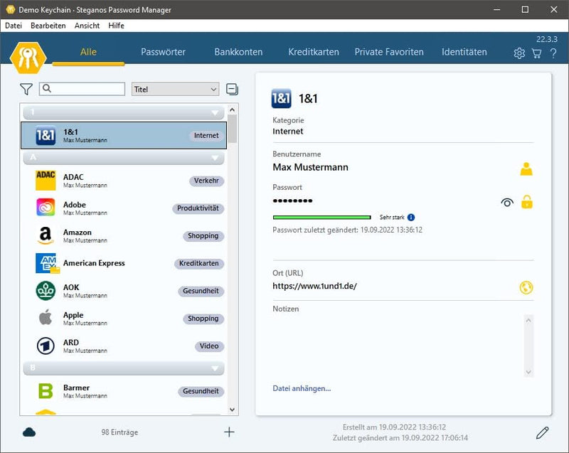 Steganos Passwörter sichern mit dem Passwort Manager | Passwörter verwalten | Passwort Safe | 1 Jahr
