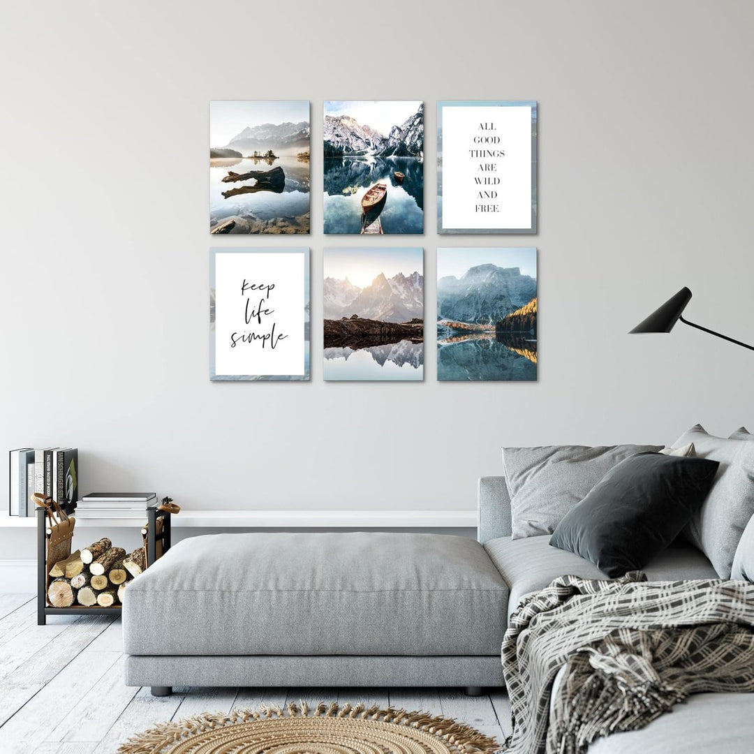 Novart Wandbilder - KEIN EXTRA RAHMEN BENÖTIGT - Wohnzimmer Schlafzimmer Flur - Bilder Modern Berge