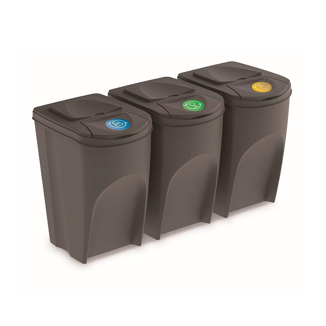Set von 3 105L Recyclingwürfeln prosperplast sortibox von grauer Farbe Grau 3x35L, Grau 3x35L