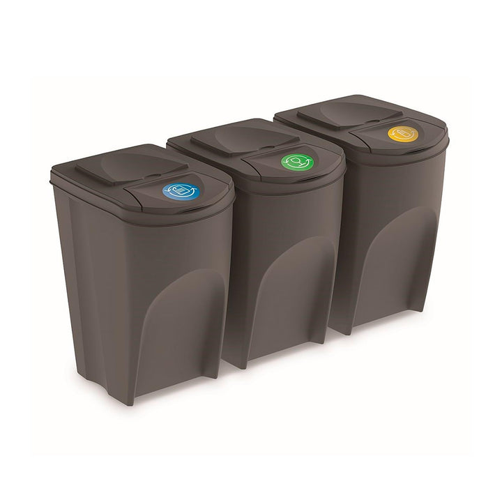 Set von 3 105L Recyclingwürfeln prosperplast sortibox von grauer Farbe Grau 3x35L, Grau 3x35L