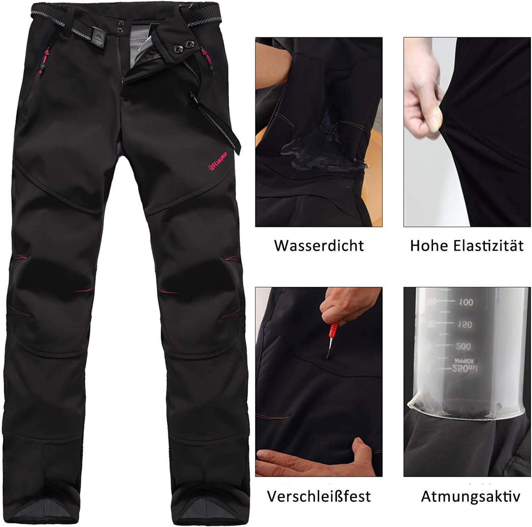 Damen Outdoorhose Softshellhose Wanderhose Gefüttert Fleece Warm Wasserdicht Winddicht Softshell Win