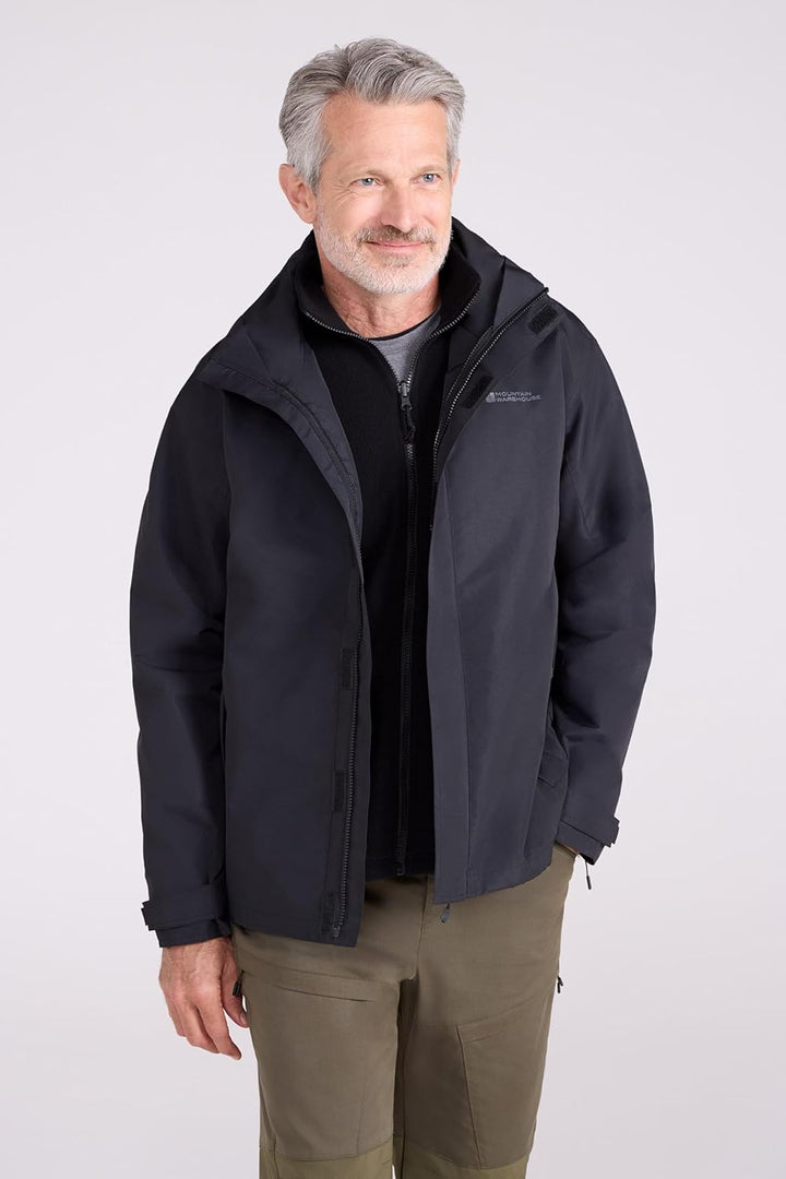 Mountain Warehouse Fell 3-in-1 Herren-Outdoor-Jacke - wasserdichte, atmungsaktive Regenjacke für Her