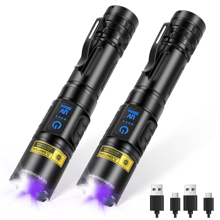 DARKBEAM UV Taschenlampe Schwarzlicht 395nm, LED Taschenlampen USB Aufladbar Superhell Fokus einstel