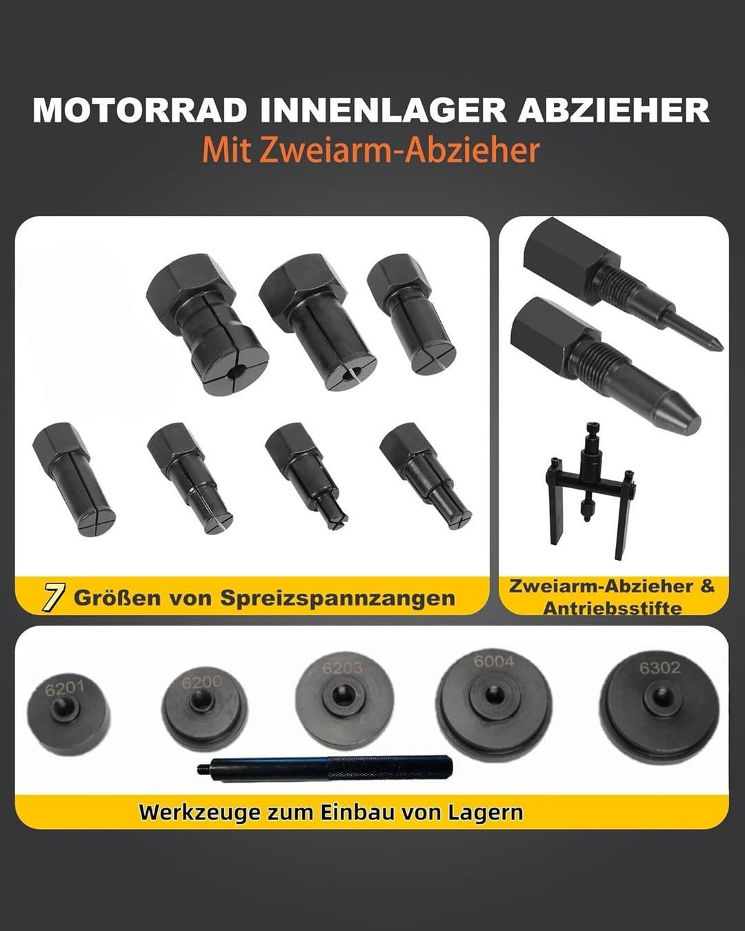 16PCS Fahrrad Innenlager Abzieher mit Lagerpresssatz für Lagermontage Sackloch Innen Lagerabzieher F