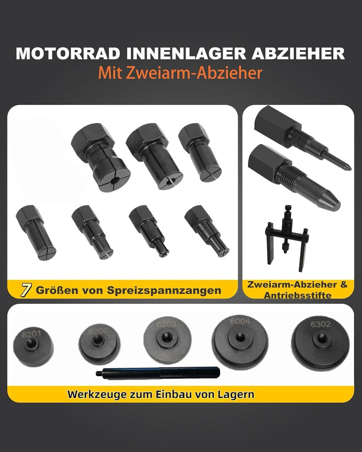 16PCS Fahrrad Innenlager Abzieher mit Lagerpresssatz für Lagermontage Sackloch Innen Lagerabzieher F