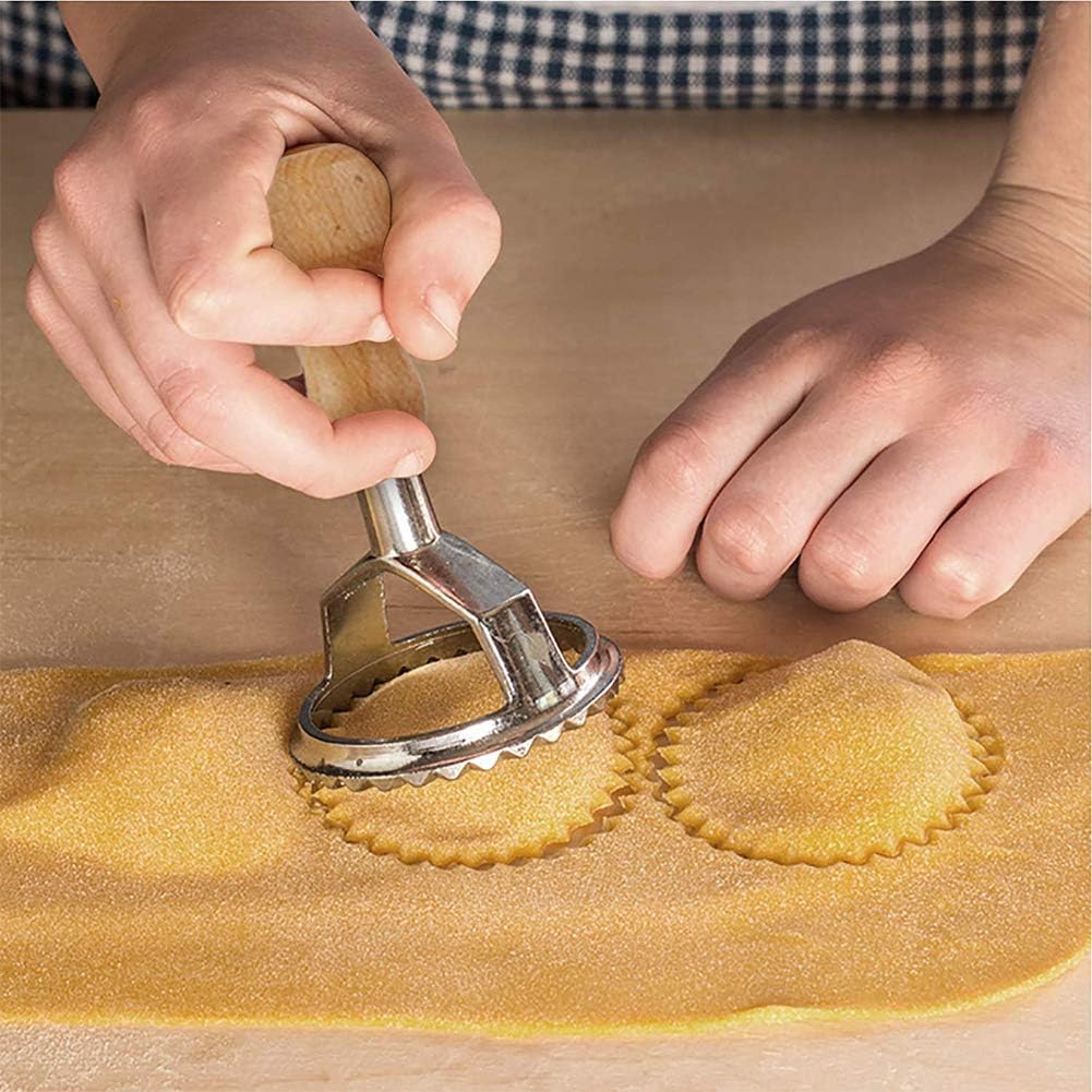 MASTER FENG Ravioli Former Ausstecher Cutter mit Teigtaschenrad Set, Pasta Maker Runde Mould mit Hol