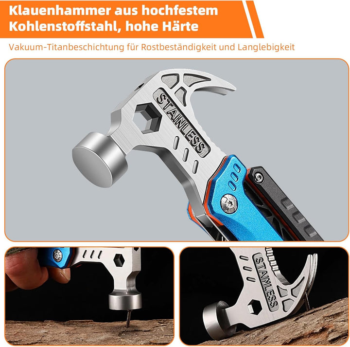 Multitool mit Hammer und Nagelzieher, robustes Werkzeug für Camping Outdoor Hammer Blau, Hammer Blau