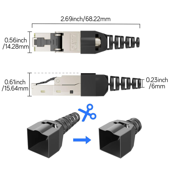 iwillink RJ45 Stecker, CAT7 Netzwerkstecker, LAN Stecker Ethernet Verlegekabel 10Gbit/s Werkzeuglos,