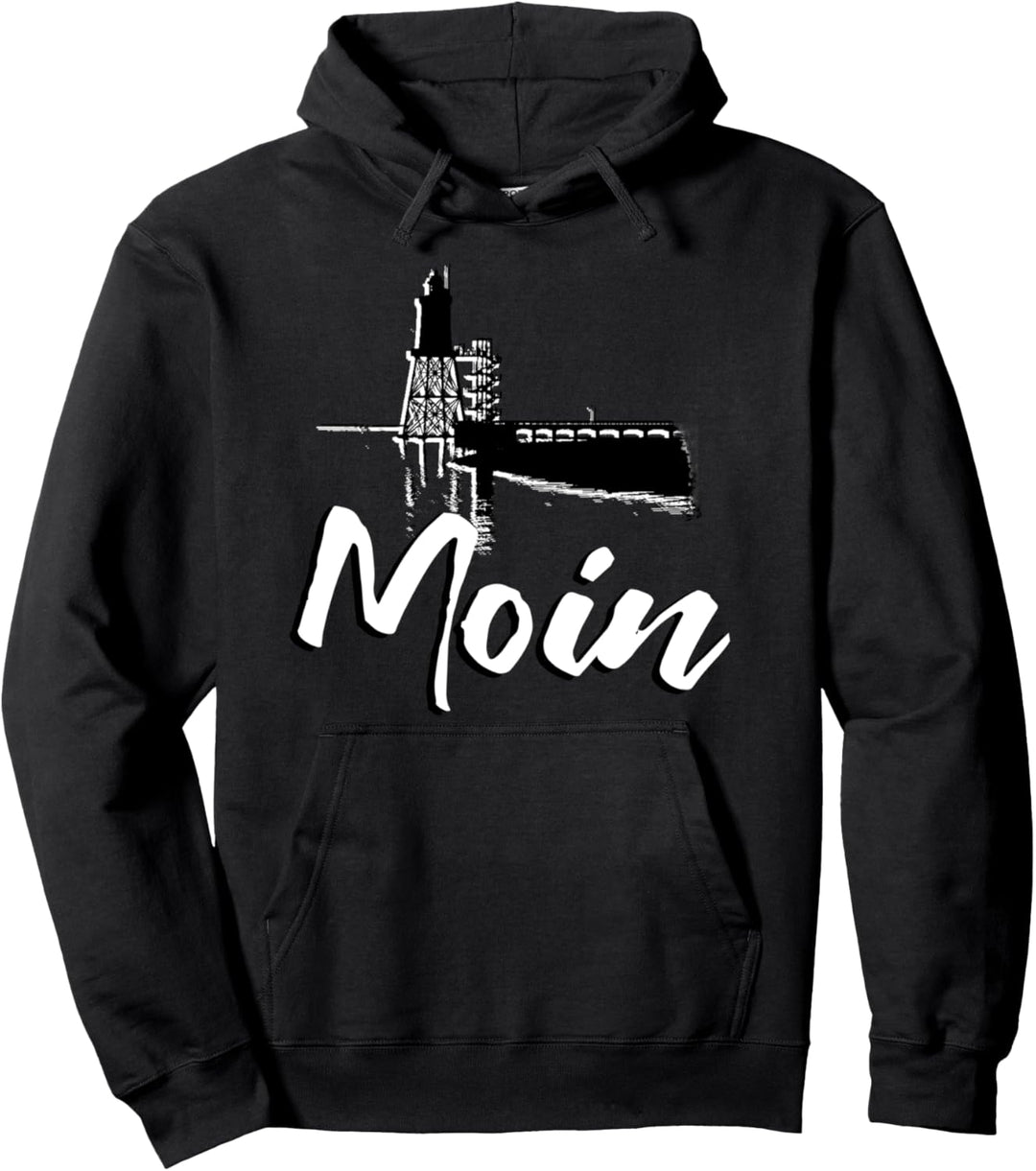 Moin Nordlichter Strand mit Leuchtturm Obereversand Pullover Hoodie