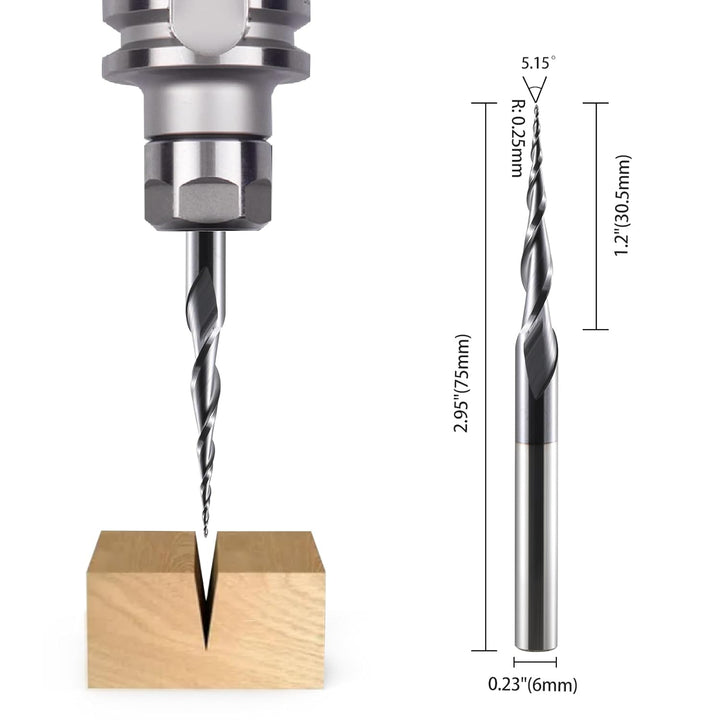 HOZLY Kugelkopffräser Konische CNC Fräser Kugelfräser 2 Stück, R0.25 Spiralnutfräser Bit 6mm Schaft