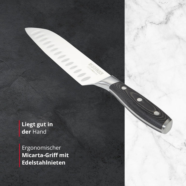 MEISTERKOCH Santokumesser Messer Küchenmesser | 17,5 cm Klinge aus rostfreiem deutschen Edelstahl |