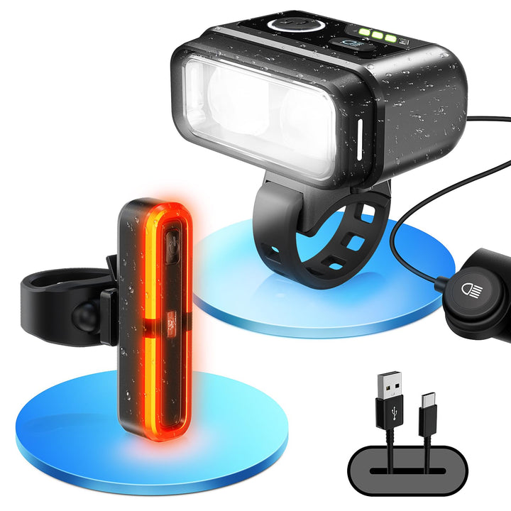 Fahrradlicht Set, 100LUX, Mit Sensorbremse und Fernlichtfunktion, 3200mAh Akku, StVZO zugelassen, Ty