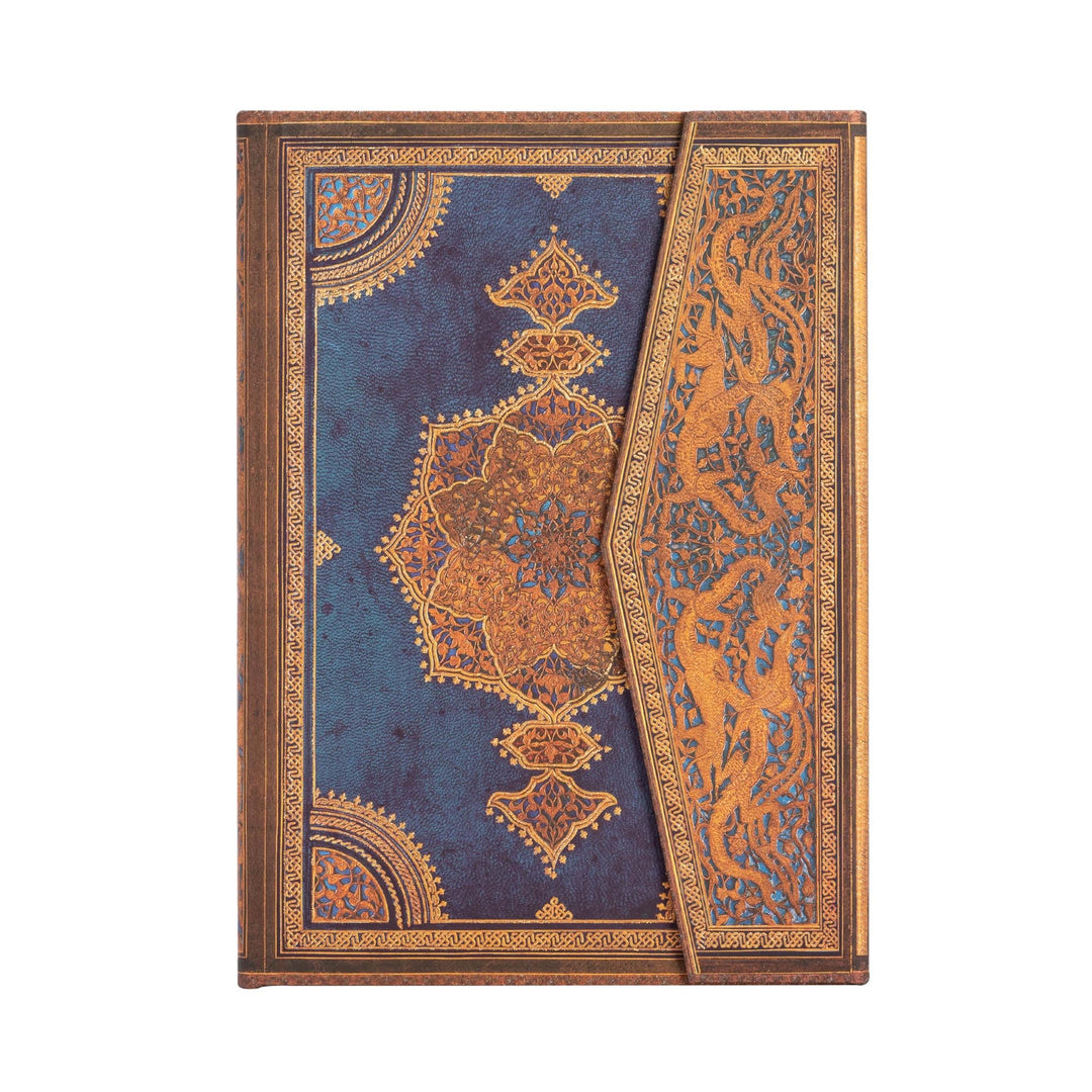 Safavid Indigo (Safavid Binding Art) Midi Unlined Hardcover Journal: Hardcover, 120 gsm, ribbon mark