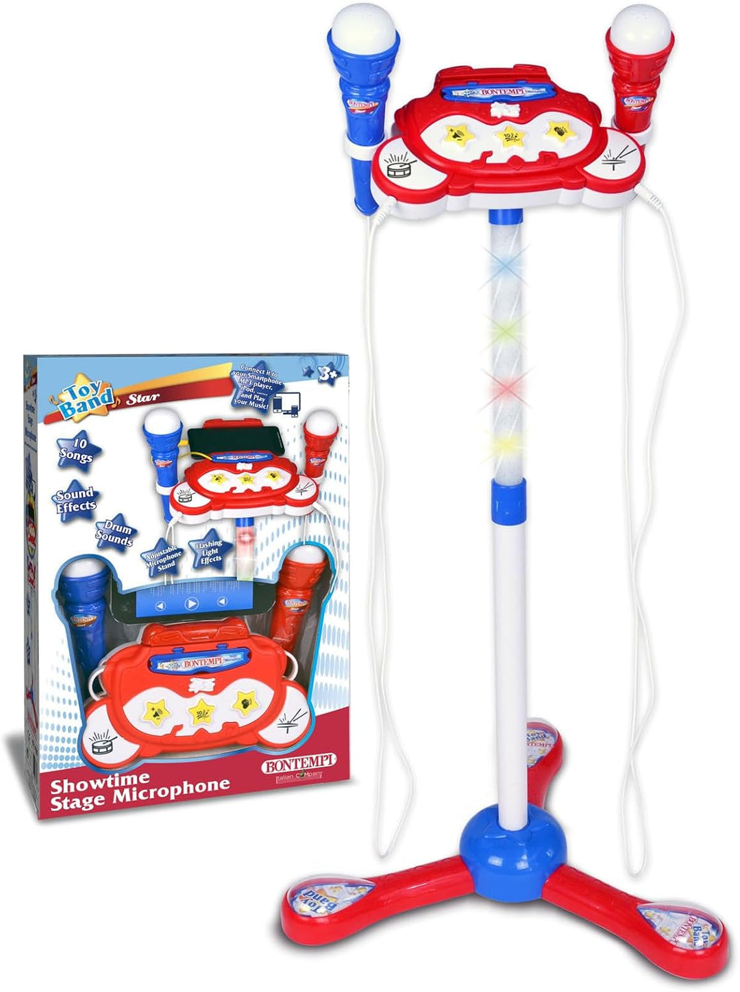 Bontempi | TwinStage Mic - Doppeltes Bühnenmikrofon mit MP3-Anschluss für atemberaubende Performance