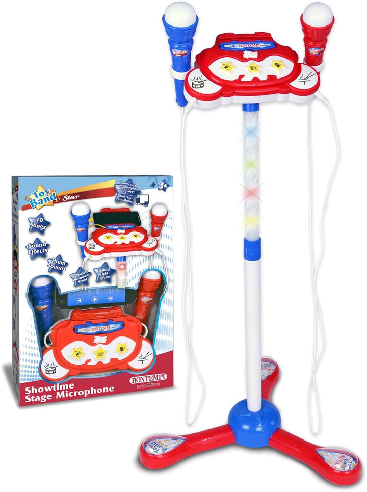 Bontempi | TwinStage Mic - Doppeltes Bühnenmikrofon mit MP3-Anschluss für atemberaubende Performance