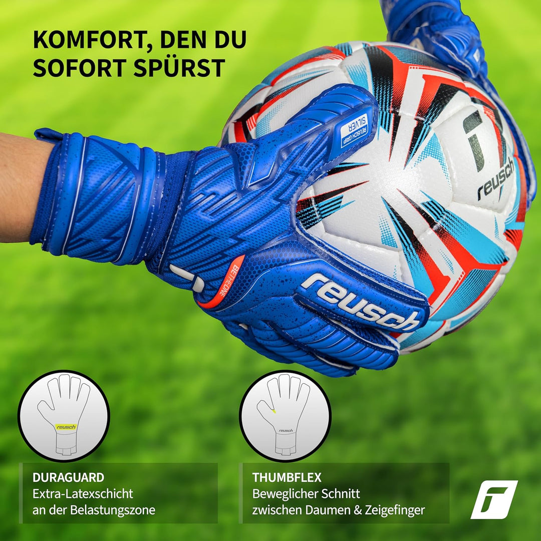 Reusch Unisex Jugend Attrakt Silver Junior Torwarthandschuh 4 Deep Blue / Deep Blue, 4 Deep Blue / D
