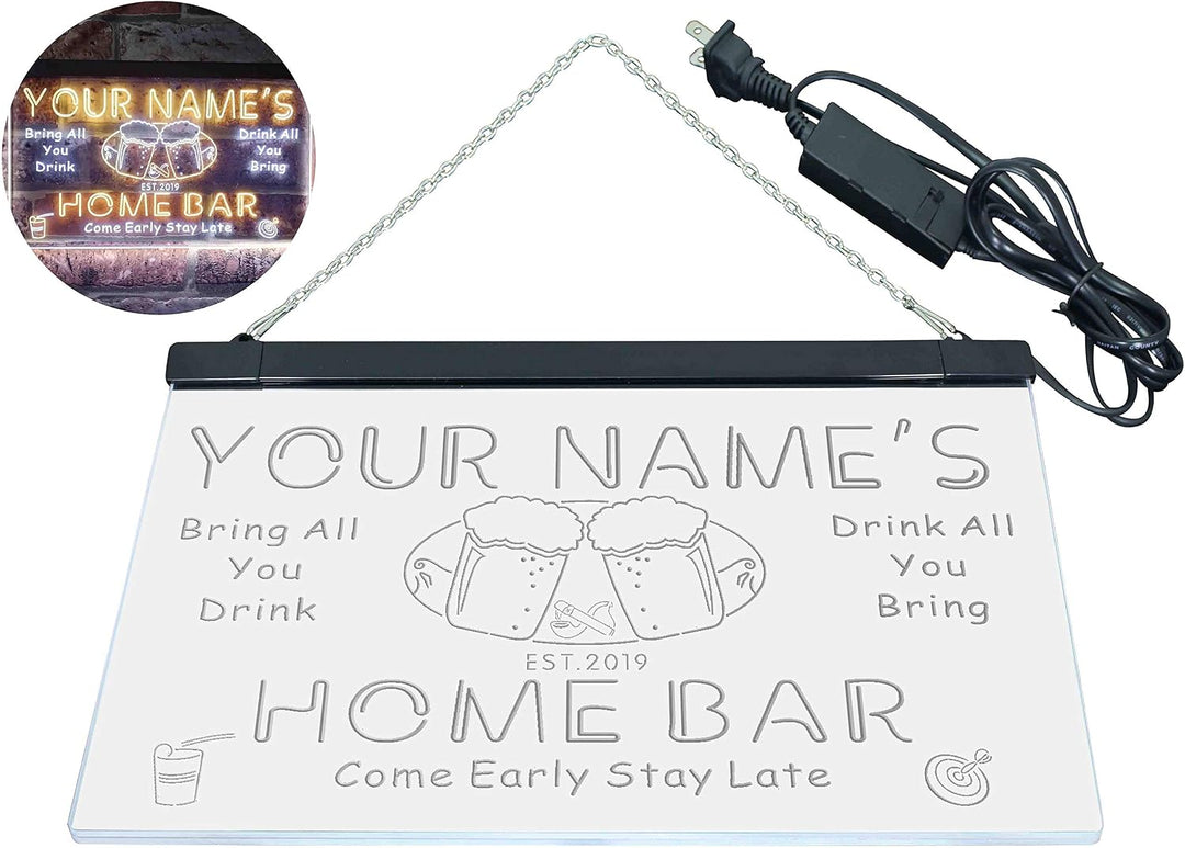 Personalized Your Name Est Year Theme Home Bar Beer Dual Color LED Barlicht Neonlicht Lichtwerbung N