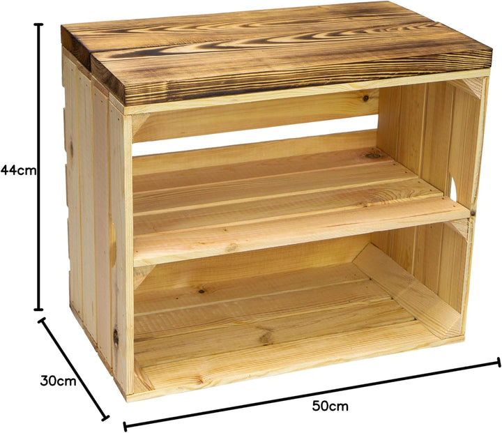 Kistenkolli Altes Land 2er Set Obstkiste aus Holz &amp; Holzplanken Schuhschrank Hocker Sitzbank Weinabl