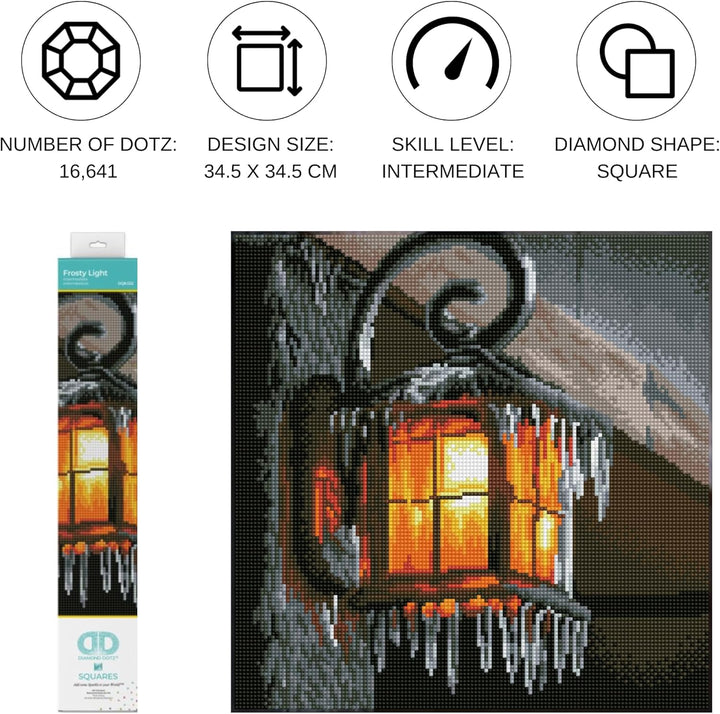Diamond Dotz DQ8-022 Squares Frosty Light, ca. 34,5 x 34,5 cm gross, Diamond Painting, Malen mit Dia