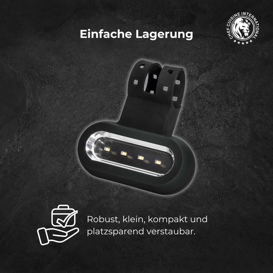 CHEF CUISINE Grill Licht LED – Grill Beleuchtung mit drei Helligkeitsstufen, batteriebetriebene Kuns
