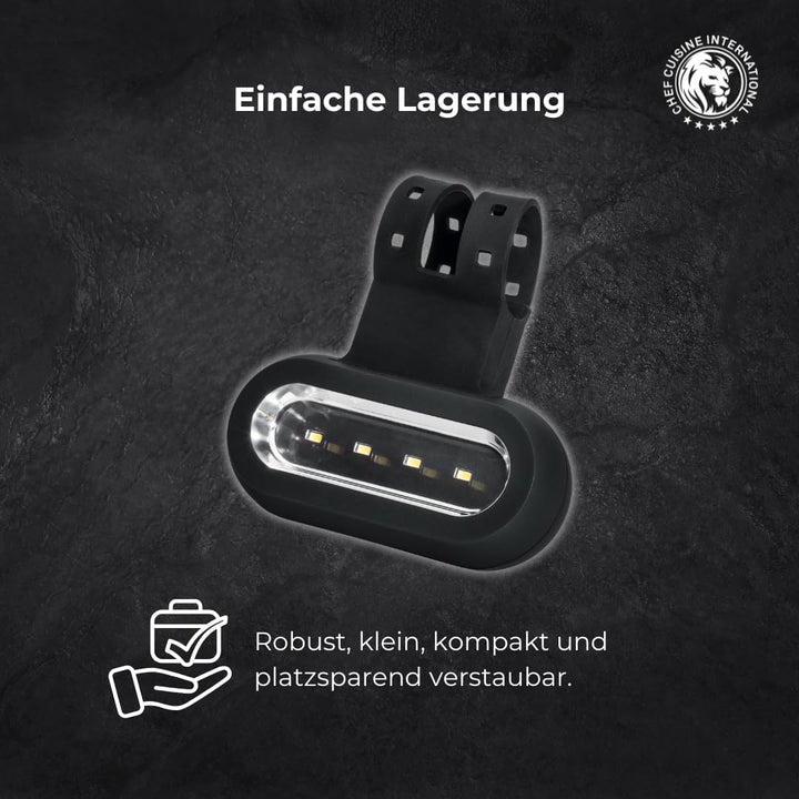 CHEF CUISINE Grill Licht LED – Grill Beleuchtung mit drei Helligkeitsstufen, batteriebetriebene Kuns