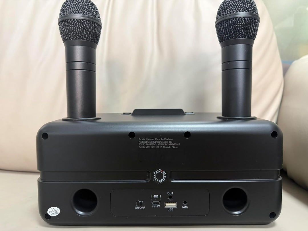 Tragbarer Karaoke Maschine,Karaoke mit 30W Bluetooth Lautsprecher,2 Kabellosen Karaoke-MikrofonWiede