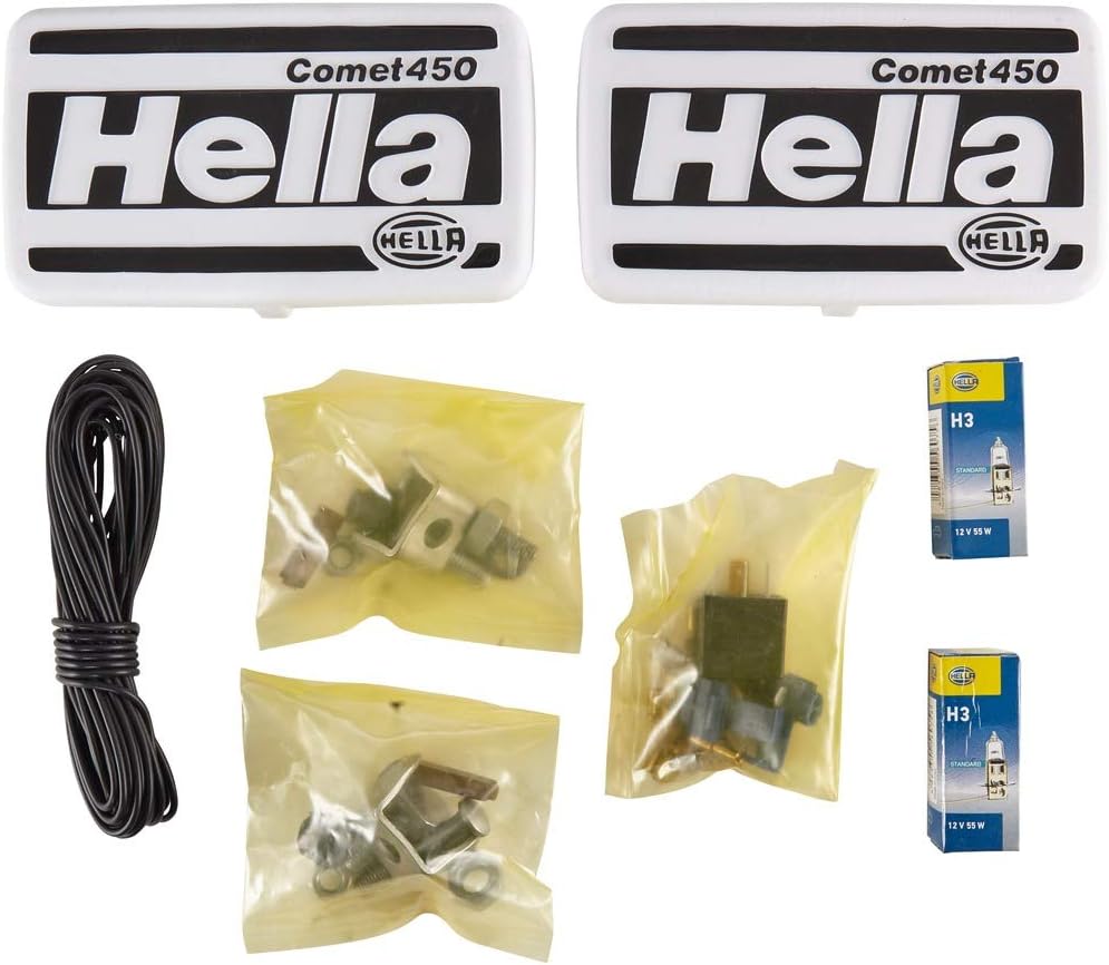 HELLA - Halogen-Fernscheinwerfersatz - Comet 450 - 12V - Referenzzahl: 17.5 - Anbau - Lichtscheibenf