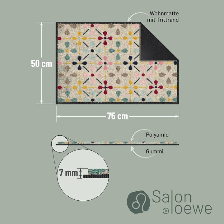 Salonloewe Riki Fussmatte waschbar 050 x 075 cm Fussabtreter Tür-Matte Muster Design Schmutzfangmatt