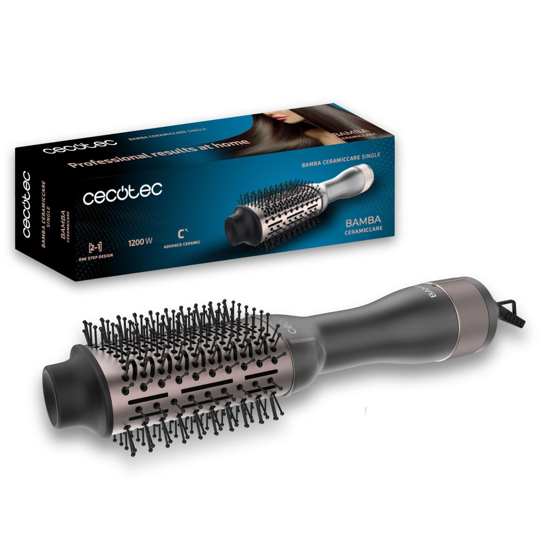 Cecotec Heissluftbürste Bamba CeramicCare Single. 1200W, One Step Design, 2-in-1, Ultrasanftes Gleit
