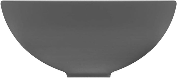 HOMIUSE Luxus-Waschbecken Rund Matt Dunkelgrau 32,5x14 cm Keramik Waschbecken Waschtisch Aufsatzwasc