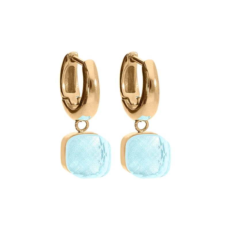 Qudo Firenze Creolen gold farben/Edelstahl beschichtet aquamarine, aquamarine