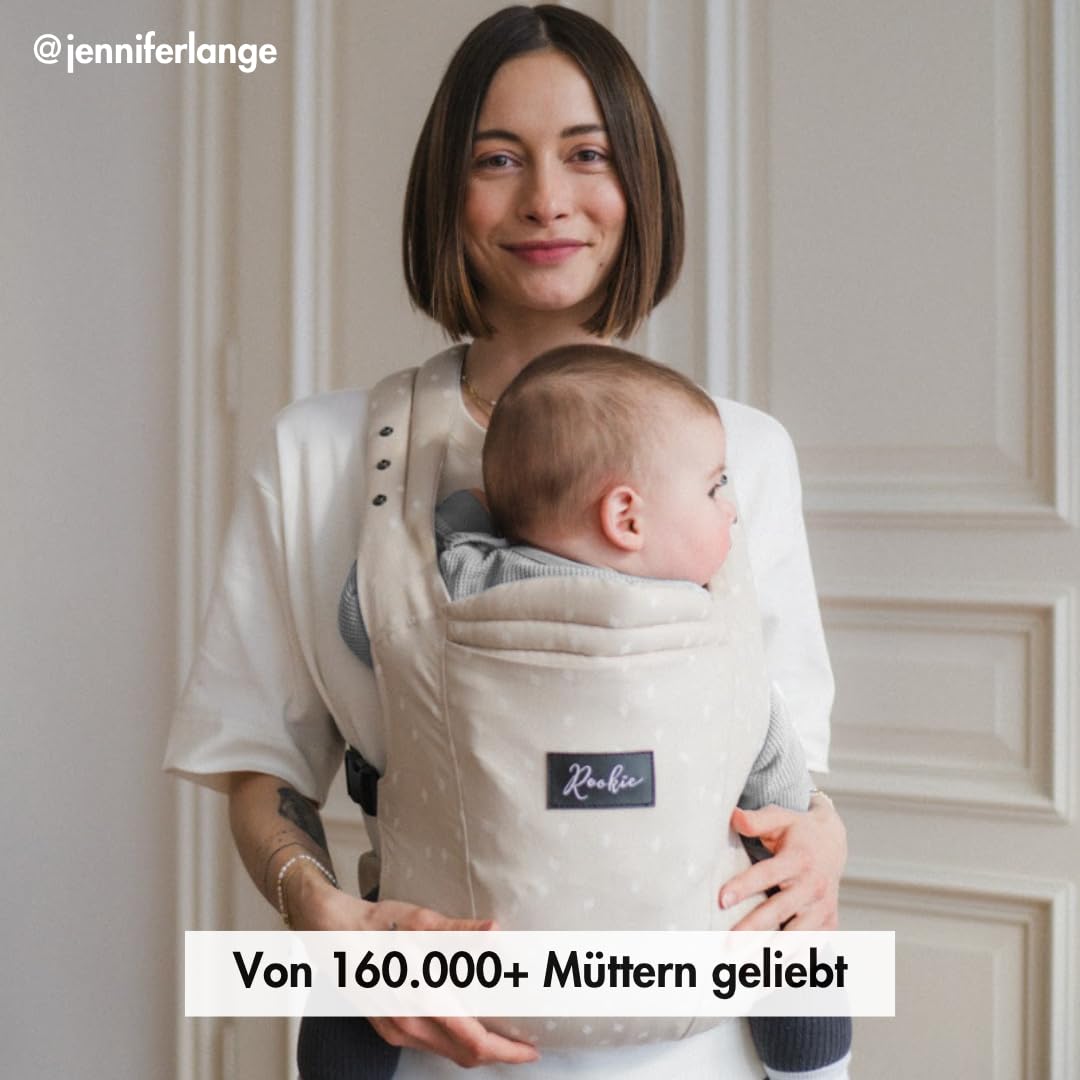Rookie Babytrage ab Geburt - Ergonomisch, Bequem, Bio-Stoffe - Premium Elite Design - Baby Trage sch