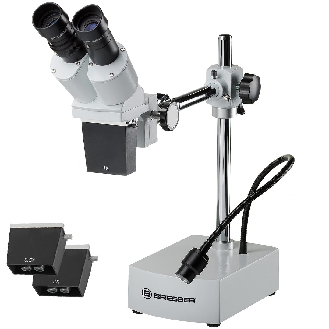 Bresser Mikroskop Biorit ICD-CS 5x-20x Auflicht Stereo Mikroskop mit 3 Wechselobjektiven, LED und 23