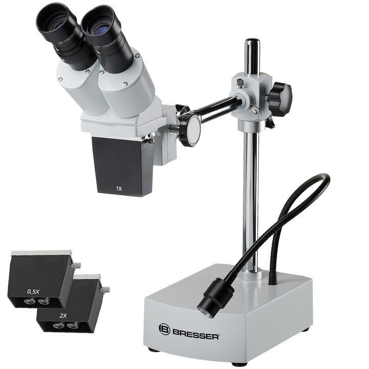 Bresser Mikroskop Biorit ICD-CS 5x-20x Auflicht Stereo Mikroskop mit 3 Wechselobjektiven, LED und 23