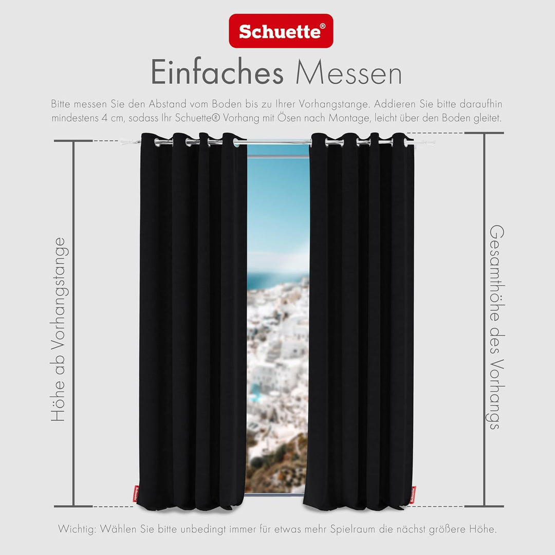 Schuette® Verdunkelungs-Vorhang Gardine mit Ösen ● Millenium Velvet: Black Swan (Schwarz) ● 135x210c