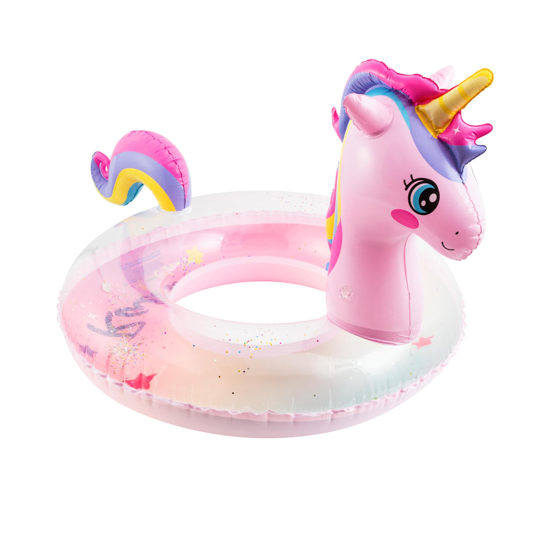 GROBRO7 Gradient Aufblasbarer Pool Float - Rosa Einhorn Glitzern Pool Float mit Schwanz, Riesiger Po