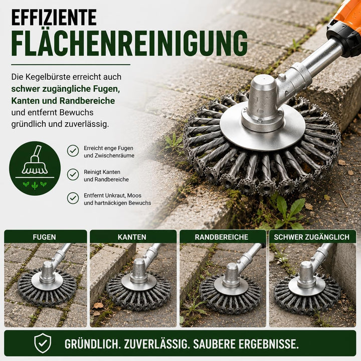 Universal Unkrautbürste Fugenbürste 200 mm für Stihl Motorsense mit Befestigungsset FS 80, 85, 87, 8