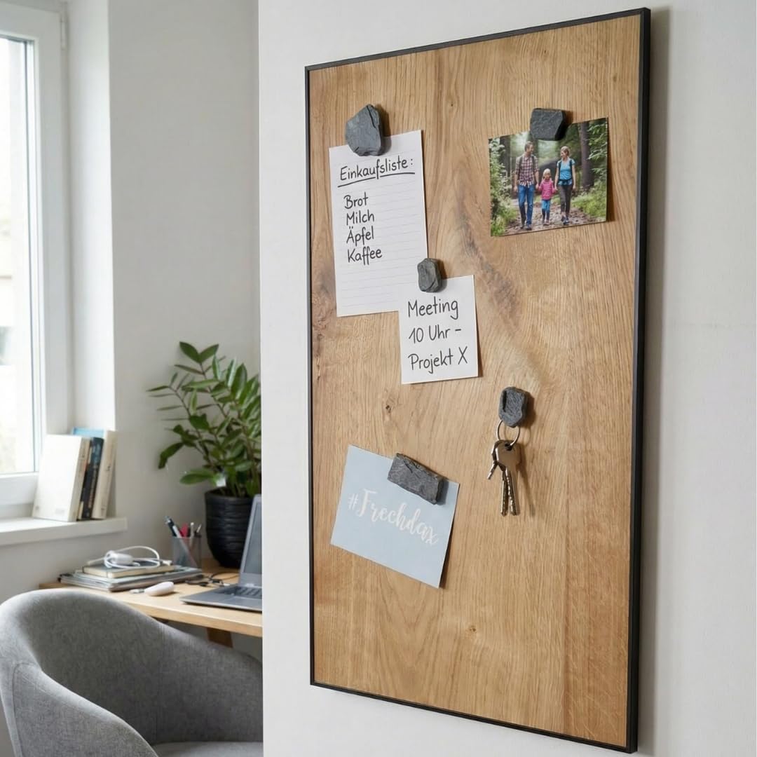Magnettafel Echt Holz Eiche (Magnetwand+Kreidetafel+Pinnwand+Memoboard) verschiedene Grössen 20x80cm