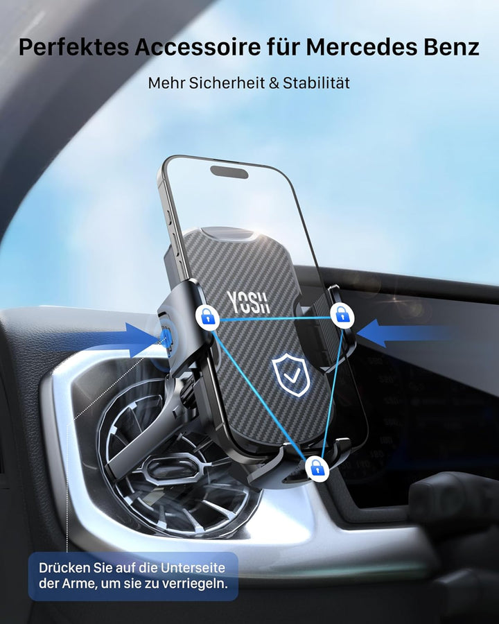 YOSH Handyhalterung Auto für Mercedes Lüftung Rund, Kompatibel mit A/B/C/V-Klasse, GLA/GLC/GLK, Mit