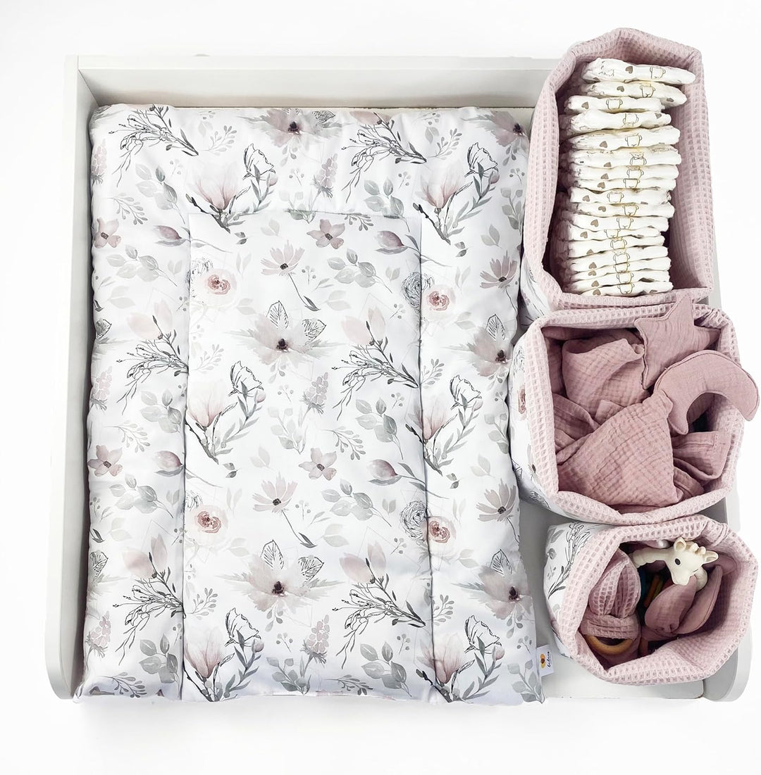 BABEES Aufbewahrungskorb Wickeltisch Baby, Körbchen Set 3 Stück, Organizer Wickelkommode, Utensilo A