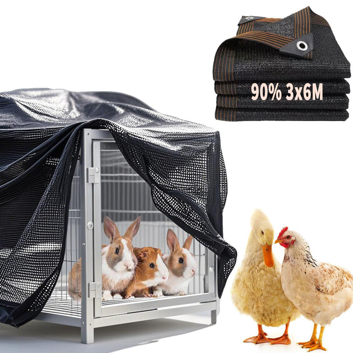 3 x 6 m Abdeckung für Hühnerstall, UV-Schutz, 90 % Sonnenschutz, Netzplane für Haustierkäfig, Kaninc