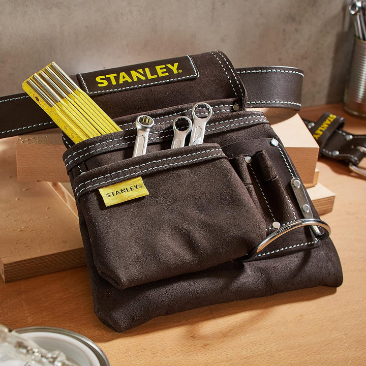 Stanley STST1-80114 Hammer- und Nageltasche aus Büffelleder, Braun/Gelb, L