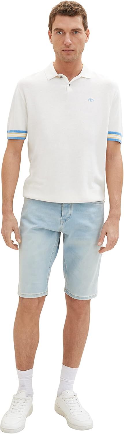 TOM TAILOR Herren Jeans Bermuda Shorts mit Stretch, 30 10117 - Used Bleached Blue Denim