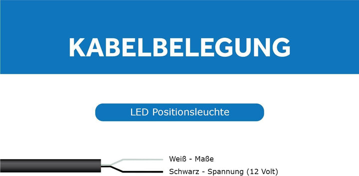2x LED Positionsleuchte Set Rot Weiss 12-24 Volt E4-Prüfzeichen IP67 Schutzklasse mit Gummihalterung