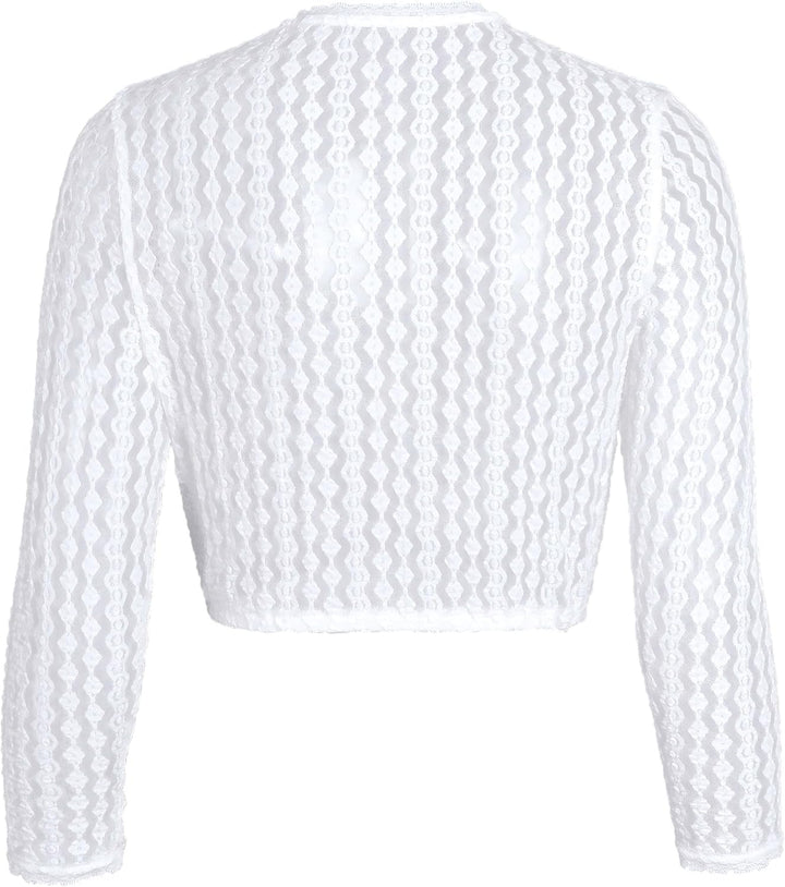 Dirndl Bluse Damen Langarm Spitze 3/4 Arm Tropfen-Ausschnitt aus Exklusiver Kollektion Tracht Schlic